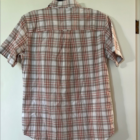 Red and White Plaid Casual Button Down Shirt - Picture 7 of 7